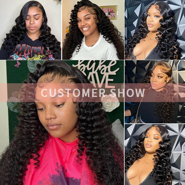 100% human hair loose wave natural black color double drawn bundles