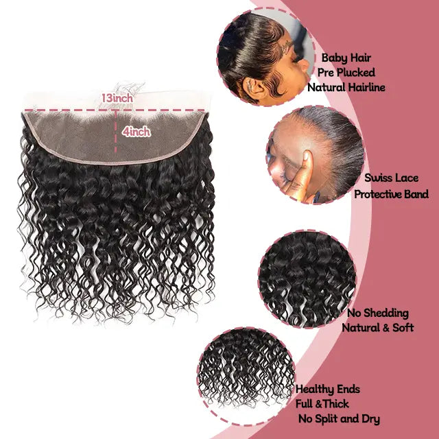 13x4 lace frontal water wave HD lace&Transparent lace