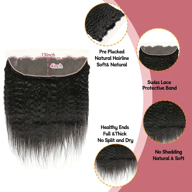 13x4 lace frontal kinky straight HD lace&Transparent lace