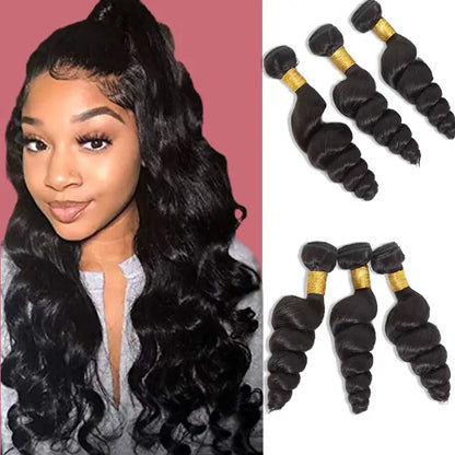 100% human hair brazilian loose wave bundles