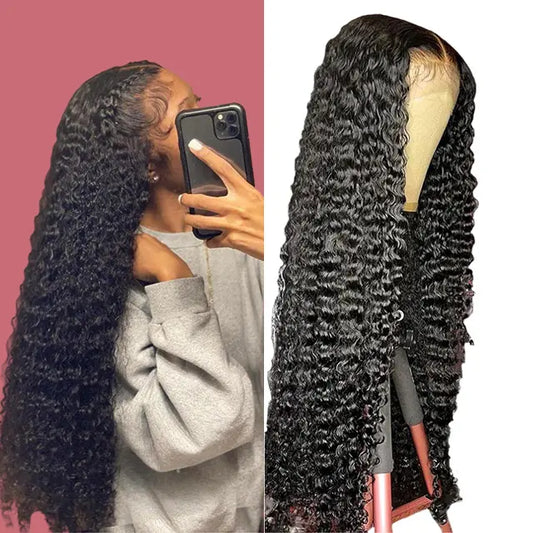 13x6 Full Frontal Natural Black Color Virgin 100% Human Hair Water Wave Wig