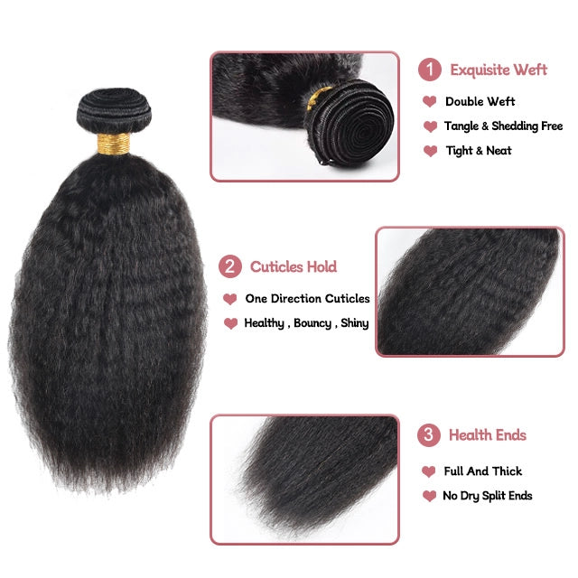 100% human hair brazilian kinky straight bundles