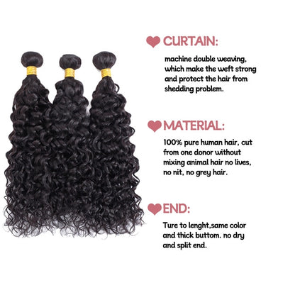 100% human hair natural wave natural black color double drawn bundles