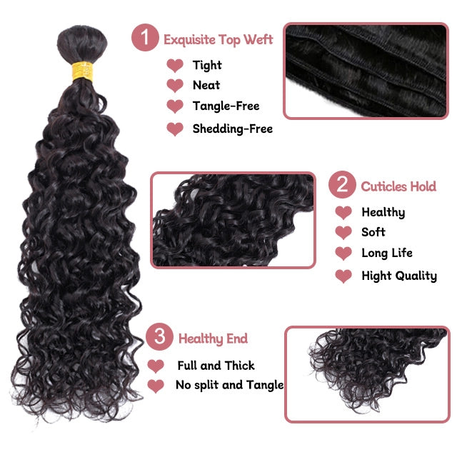 100% human hair natural wave natural black color double drawn bundles