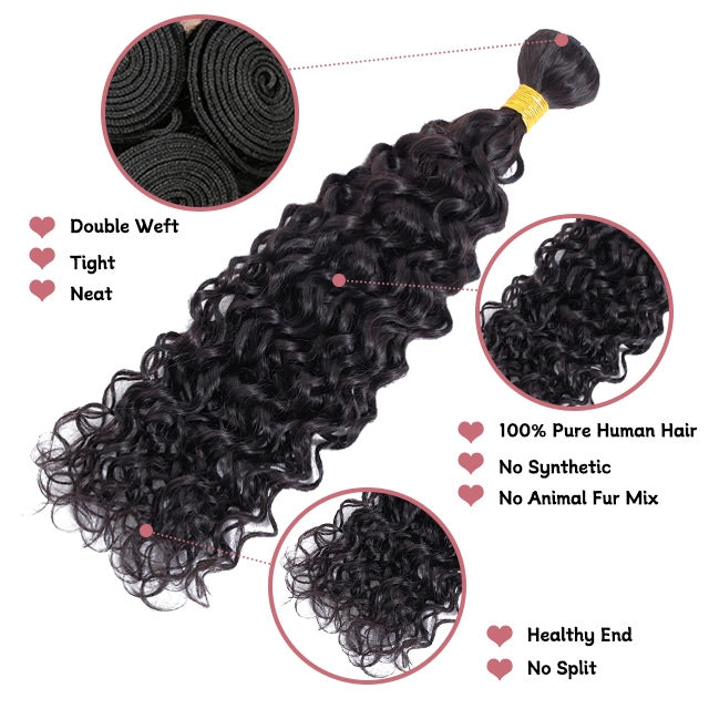 100% human hair natural wave natural black color double drawn bundles