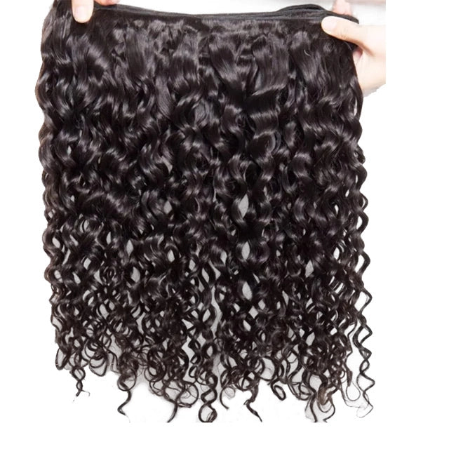 100% human hair natural wave natural black color double drawn bundles