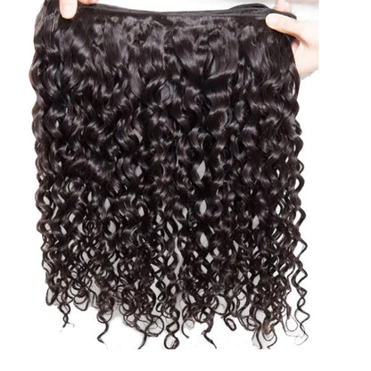 100% human hair natural wave natural black color double drawn bundles