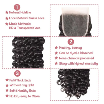 5x5 lace closure water wave HD lace&Transparent lace