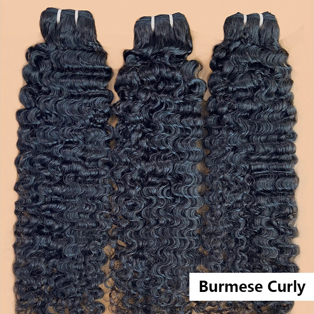 100% human hair brazilian burmese curly bundles