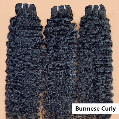 100% human hair brazilian burmese curly bundles