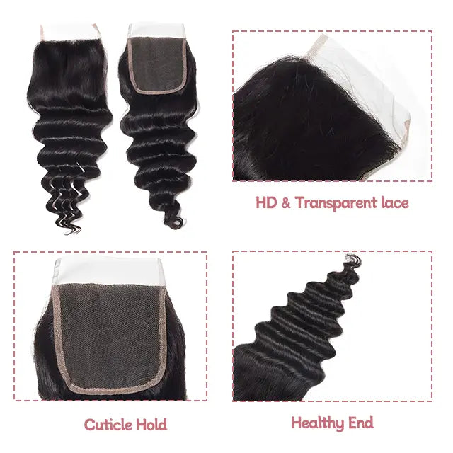 5x5 lace closure loose deep wave HD lace&Transparent lace
