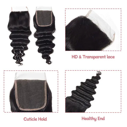 5x5 lace closure loose deep wave HD lace&Transparent lace