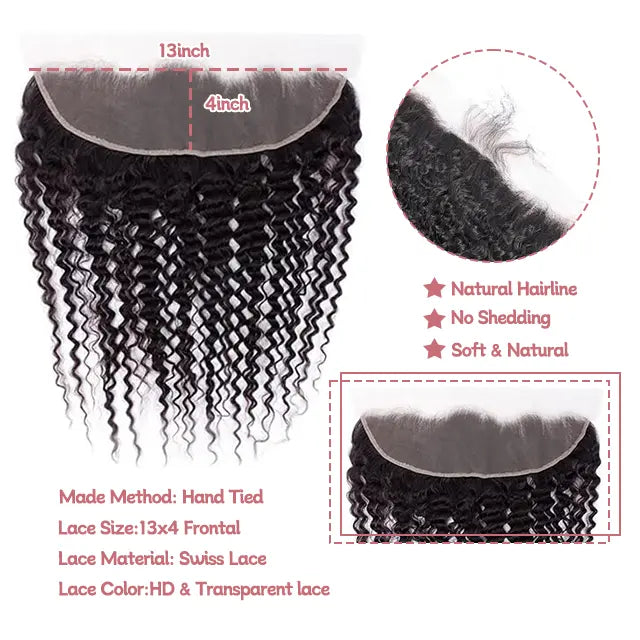 13x4 lace frontal deep curly HD lace&Transparent lace