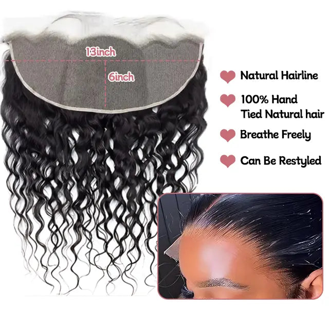 13x6 lace frontal water wave HD lace&Transparent lace