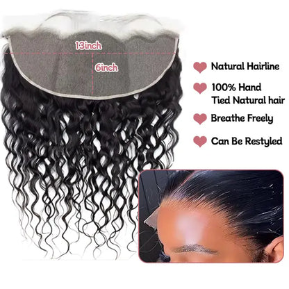 13x6 lace frontal water wave HD lace&Transparent lace