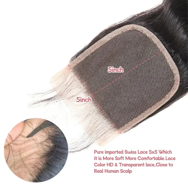 5x5 lace closure loose wave HD lace&Transparent lace
