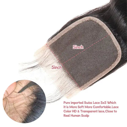 5x5 lace closure loose wave HD lace&Transparent lace