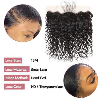 13x4 lace frontal water wave HD lace&Transparent lace