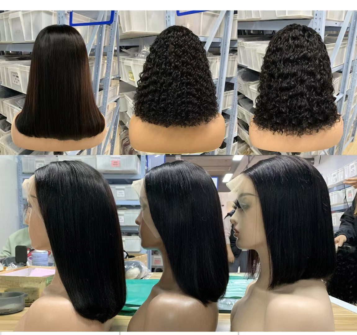 Natural Black Color Straight 13X4 Full Frontal Transparent Lace Bob Wig For Wholesale