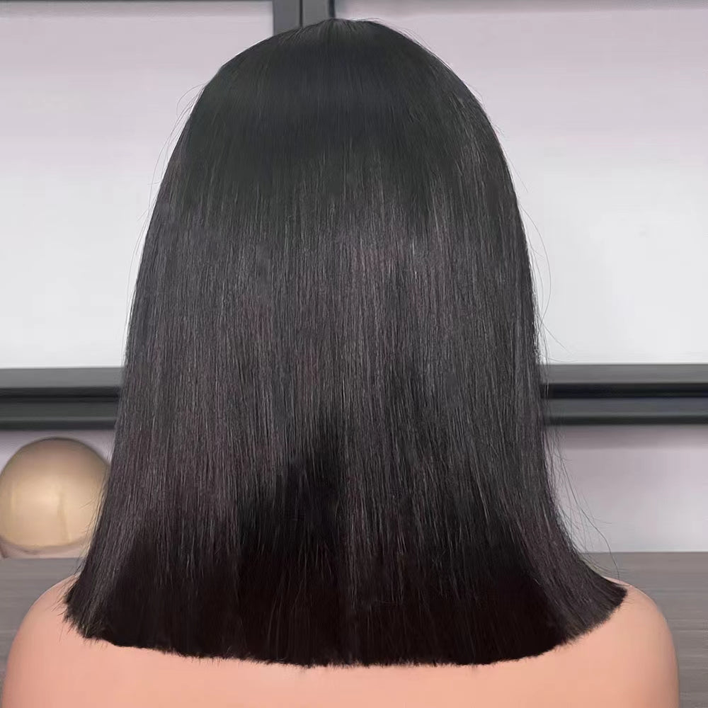 Natural Black Color Straight 2X6 Transparent Lace Closure Double Drawn Raw Hair Bob Wig