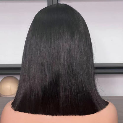 Natural Black Color Straight 2X6 Transparent Lace Closure Double Drawn Raw Hair Bob Wig