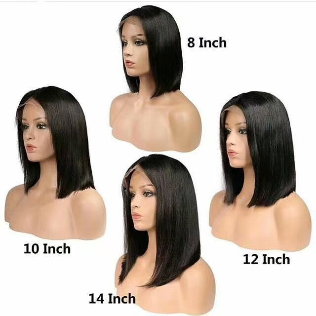 Natural Black Color Straight 2X6 Transparent Lace Closure Double Drawn Raw Hair Bob Wig