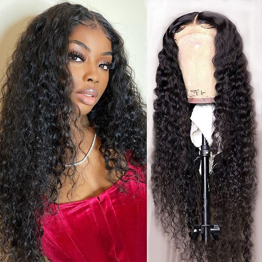 13x6 Full Frontal Natural Black Color Virgin 100% Human Hair Water Wave Wig