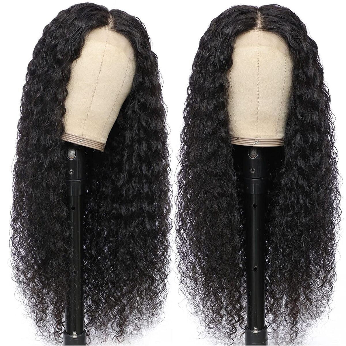 13x6 Full Frontal Natural Black Color Virgin 100% Human Hair Water Wave Wig