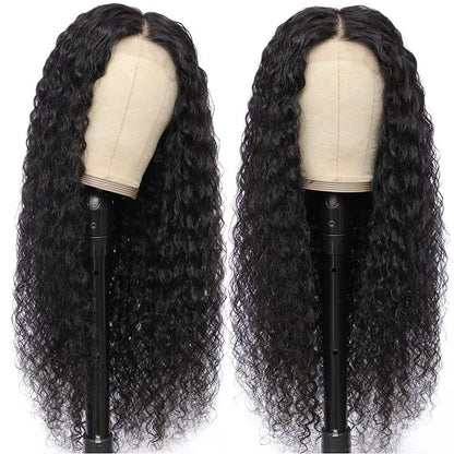 13x6 Full Frontal Natural Black Color Virgin 100% Human Hair Water Wave Wig