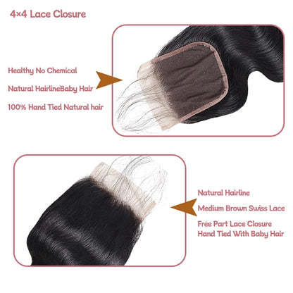 4x4 lace closure body wave HD lace&Transparent lace