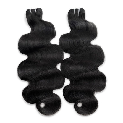 100% human hair body wave natural black color double drawn bundles