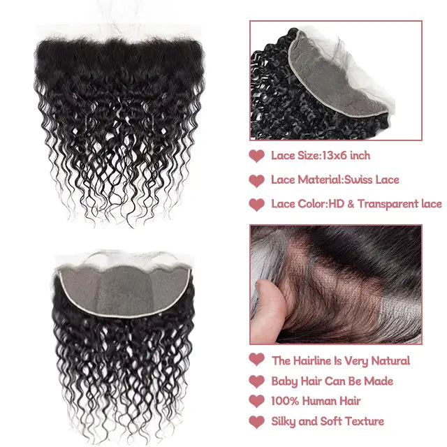 13x6 lace frontal water wave HD lace&Transparent lace