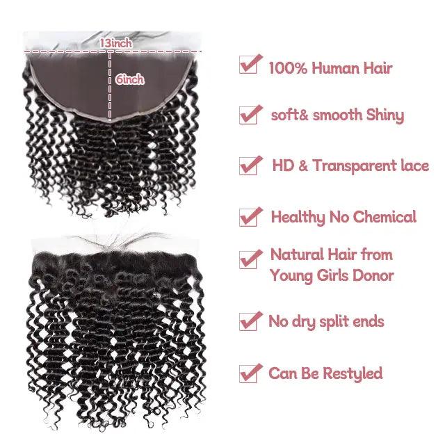 13x6 lace frontal deep wave HD lace&Transparent lace