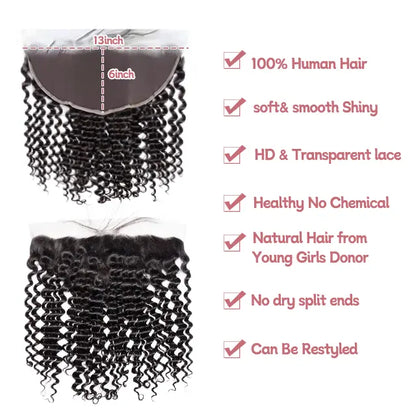 13x6 lace frontal deep wave HD lace&Transparent lace