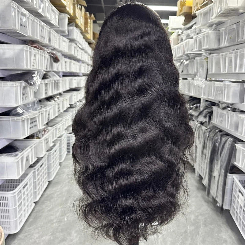 4x4 HD Transparent Lace Closure  Body Wave Wig Natural Black Human Hair Pre plucked Wig