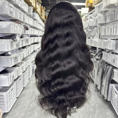 4x4 HD Transparent Lace Closure  Body Wave Wig Natural Black Human Hair Pre plucked Wig