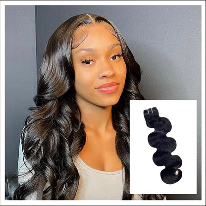 100% human hair body wave natural black color double drawn bundles