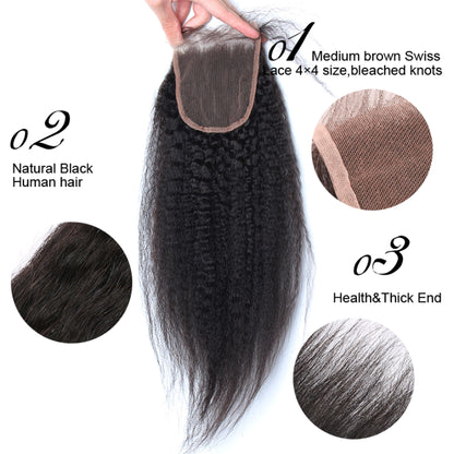 4x4 lace closure kinky straight HD lace&Transparent lace
