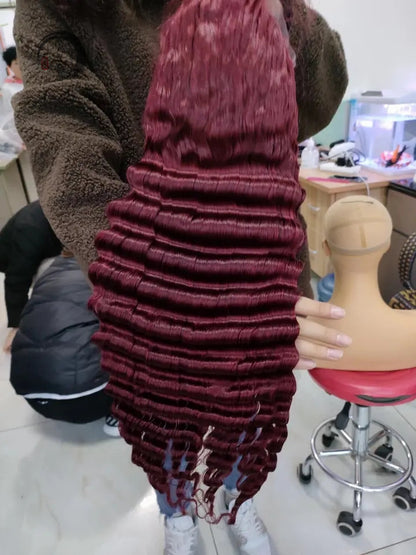 13x4 Full Frontal 99J color Virgin 100%Human hair Deep Wave Wig