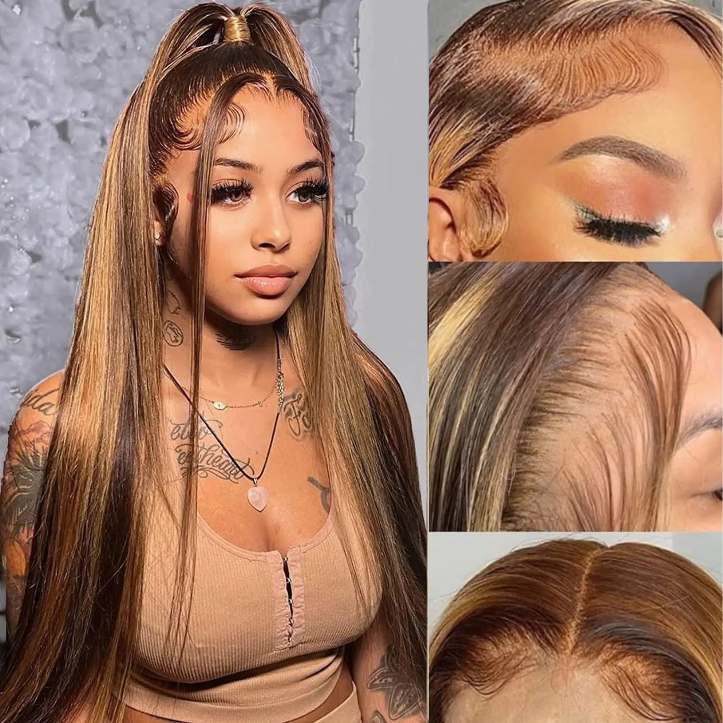 4x4 Virgin HumanHair Highlight Lace Wig