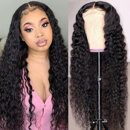 4x4 HD Lace Closure Wig - Water Wave Natural Black Human Hair