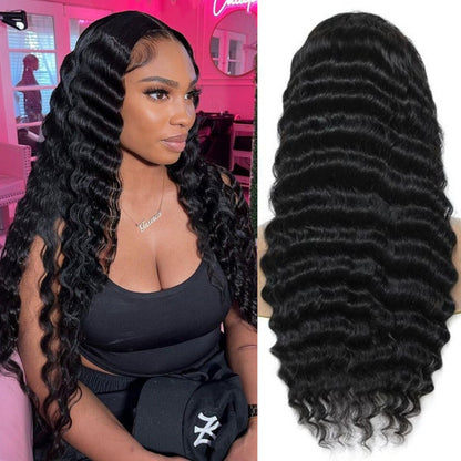 13x4 Full Frontal Transparent HD Lace Deep Wave Virgin Hair Wigs