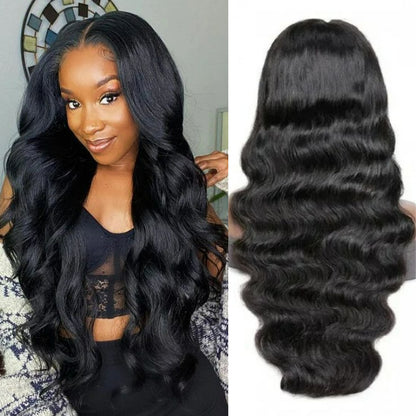 13x4 Full Frontal Natural Black Color Virgin 100% Human Hair Body Wave Wig