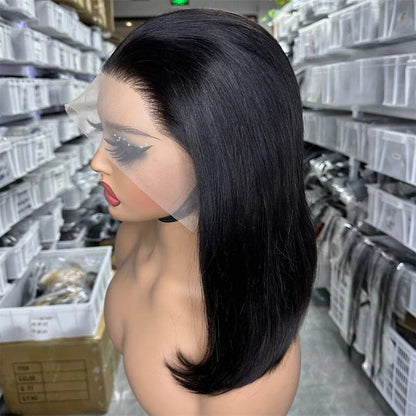 13x4 Full Frontal Transparent Lace Colored Hair Double Drawn Bob Wig