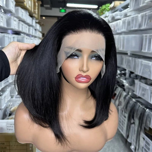 13x4 Full Frontal Transparent Lace Colored Hair Double Drawn Bob Wig