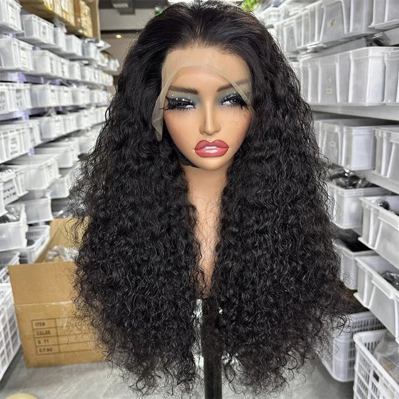 13x4 Full Frontal Natural Black Color Virgin 100% Human Hair Water Wave Wig