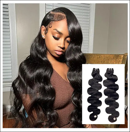 100% human hair body wave natural black color double drawn bundles