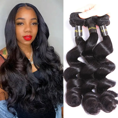 100% human hair brazilian loose wave bundles