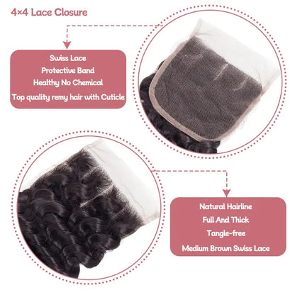 4x4 lace closure deep wave HD lace&Transparent lace