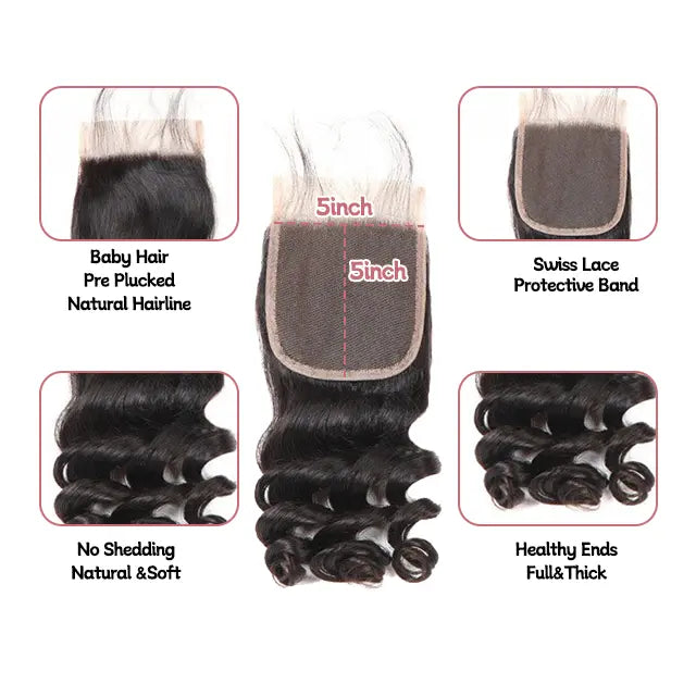 5x5 lace closure loose wave HD lace&Transparent lace